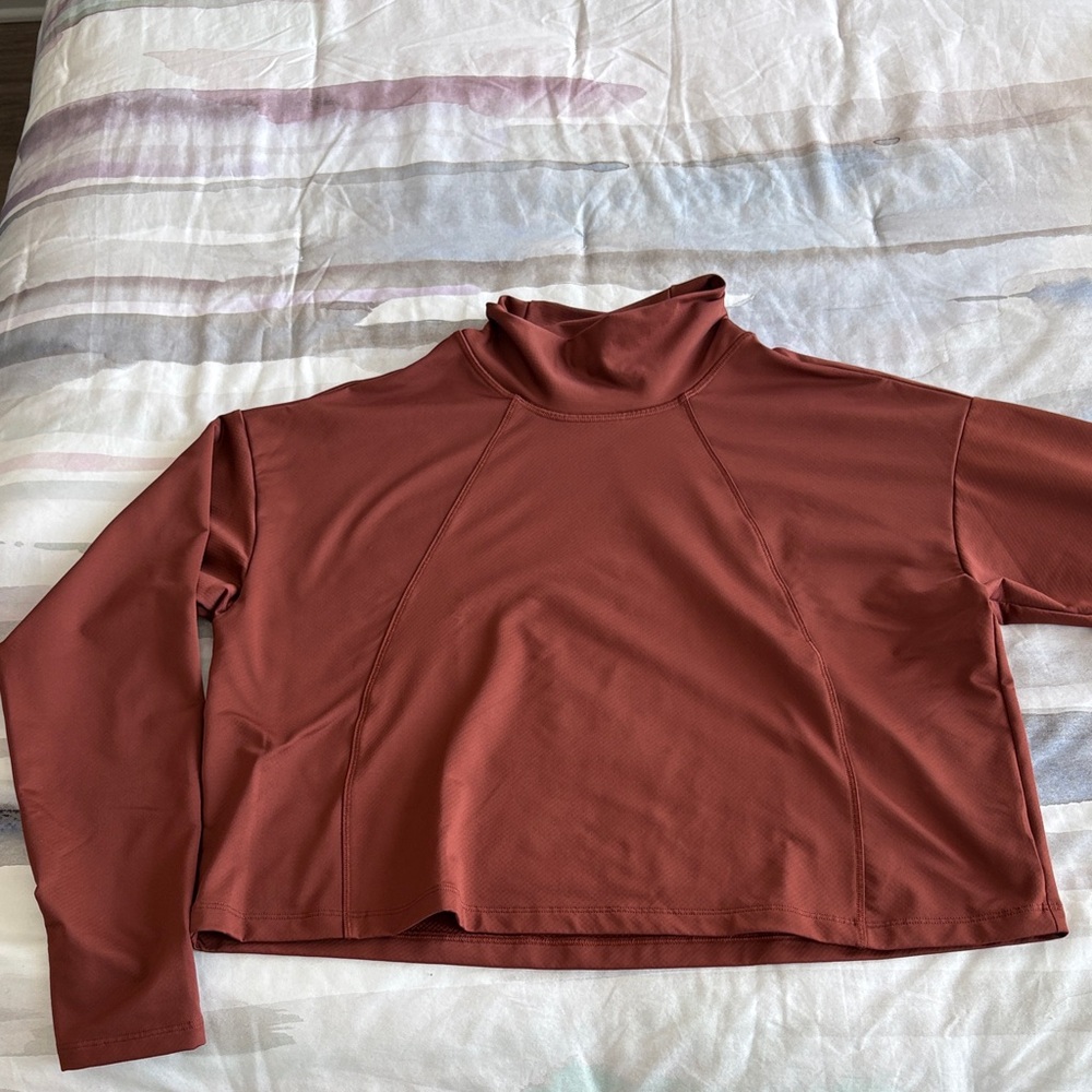 Athleta Copper Turtleneck Top